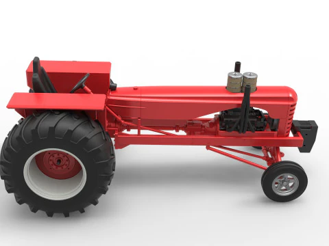 Vintage Small block Pulling tractor Scale 1 to 25 3D Print Model