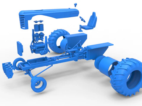 Vintage Small block Pulling tractor Scale 1 to 25 3D Print Model