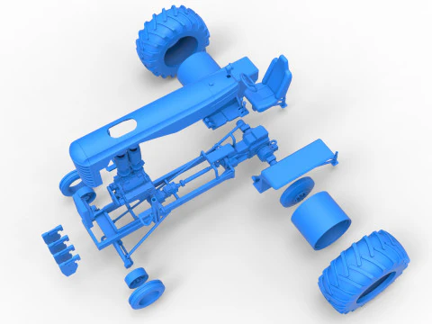 Vintage Small block Pulling tractor Scale 1 to 25 3D Print Model