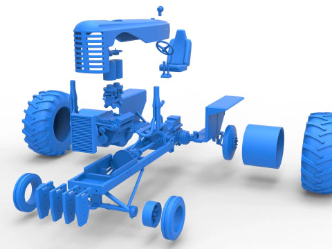 Vintage Small block Pulling tractor Scale 1 to 25 3D Print Model