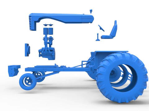Vintage Small block Pulling tractor Scale 1 to 25 3D Print Model
