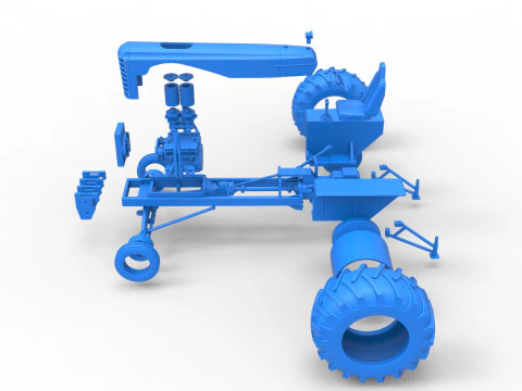 Vintage Small block Pulling tractor Scale 1 to 25 3D Print Model