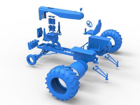 Vintage Small block Pulling tractor Scale 1 to 25 3D 프린트 모델