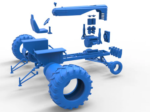 Vintage Small block Pulling tractor Scale 1 to 25 3D Print Model