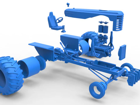 Vintage Small block Pulling tractor Scale 1 to 25 3D Print Model