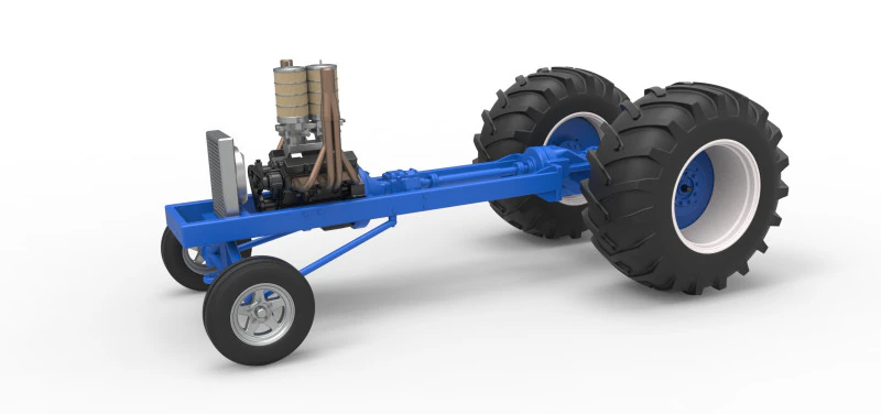 Vintage Small block Pulling tractor Base Scale 1 to 25 3D Print Model .c4d .max .obj .3ds .fbx .stl .blend 