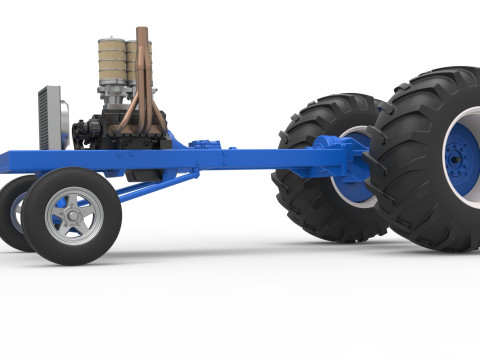 Vintage Small block Pulling tractor Base Scale 1 to 25 3D Print Model