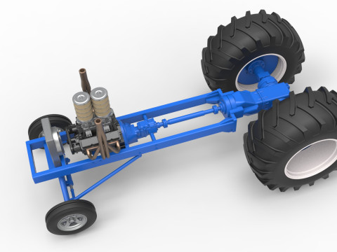 Vintage Small block Pulling tractor Base Scale 1 to 25 3D Print Model