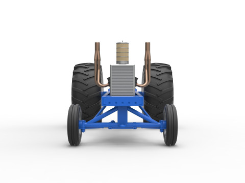 Vintage Small block Pulling tractor Base Scale 1 to 25 3D Print Model