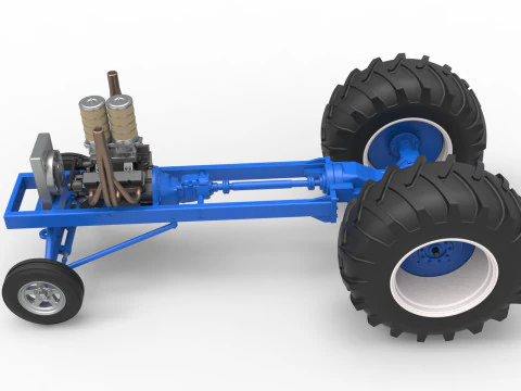 Vintage Small block Pulling tractor Base Scale 1 to 25 3D Print Model