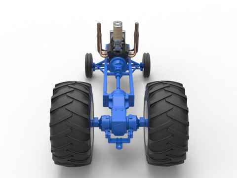 Vintage Small block Pulling tractor Base Scale 1 to 25 3D Print Model