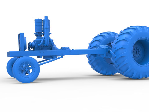 Vintage Small block Pulling tractor Base Scale 1 to 25 3D Print Model