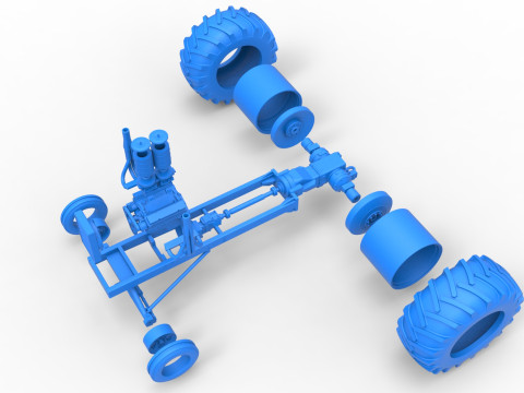 Vintage Small block Pulling tractor Base Scale 1 to 25 3D Print Model