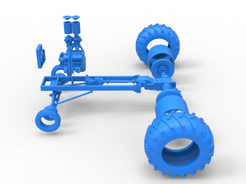 Vintage Small block Pulling tractor Base Scale 1 to 25 3D Print Model