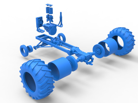 Vintage Small block Pulling tractor Base Scale 1 to 25 3D Print Model