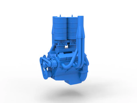 विंटेज स्मॉल ब्लॉक पुलिंग ट्रैक्टर स्केल 1 से 25 का इंजन 3D प्रिंट मॉडल