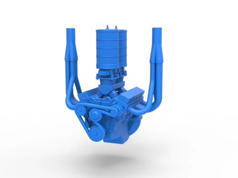Engine of Vintage Small block Pulling tractor Scale 1 to 25 3D Print Model