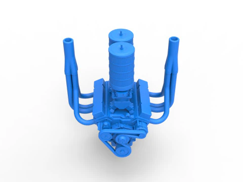 Engine of Vintage Small block Pulling tractor Scale 1 to 25 3D Print Model