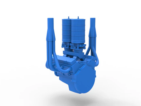 Engine of Vintage Small block Pulling tractor Scale 1 to 25 3D Print Model