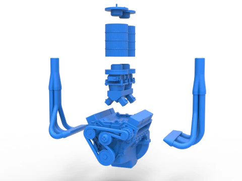 Engine of Vintage Small block Pulling tractor Scale 1 to 25 3D Print Model