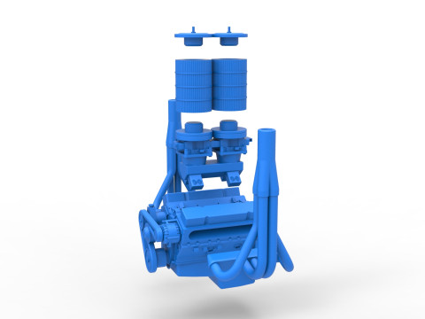 Engine of Vintage Small block Pulling tractor Scale 1 to 25 3D 打印模型