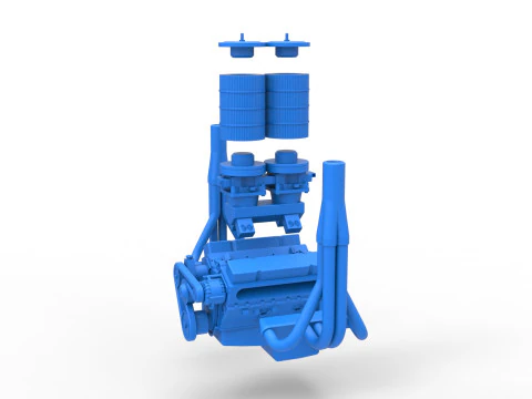 Engine of Vintage Small block Pulling tractor Scale 1 to 25 3D Print Model