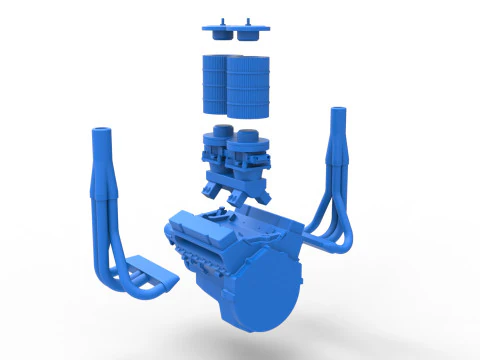 Engine of Vintage Small block Pulling tractor Scale 1 to 25 3D Print Model