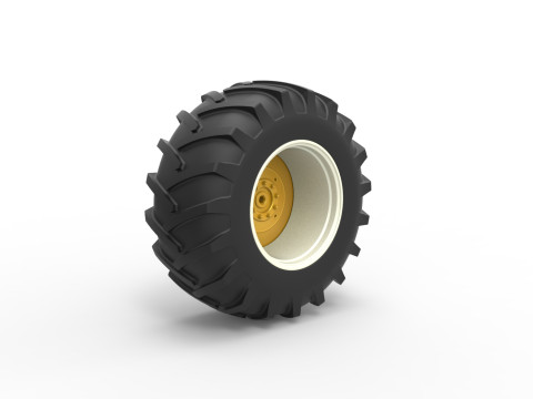 Rear wheel of Vintage Pulling tractor Scale 1 to 25 3D Print Model