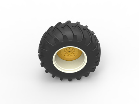 Rear wheel of Vintage Pulling tractor Scale 1 to 25 3D Print Model