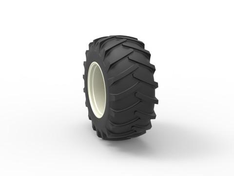 Rear wheel of Vintage Pulling tractor Scale 1 to 25 3D Print Model