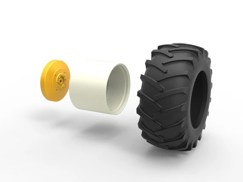 Rear wheel of Vintage Pulling tractor Scale 1 to 25 3D Print Model