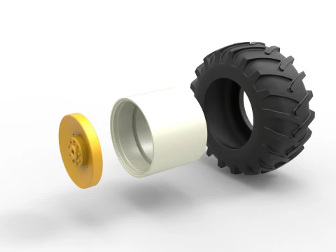 Rear wheel of Vintage Pulling tractor Scale 1 to 25 3D Print Model