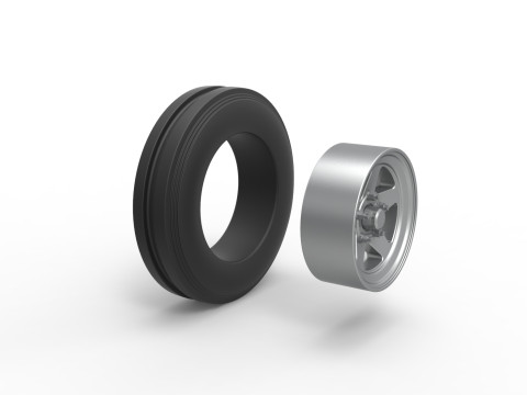 Front tractor wheel Version 2 Scale 1 to 25 3D 打印模型