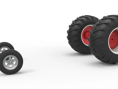 Radsatz eines Vintage-Kleinblock-Zugtraktors im Ma&szlig;stab 1 bis 25 3D Druckmodell