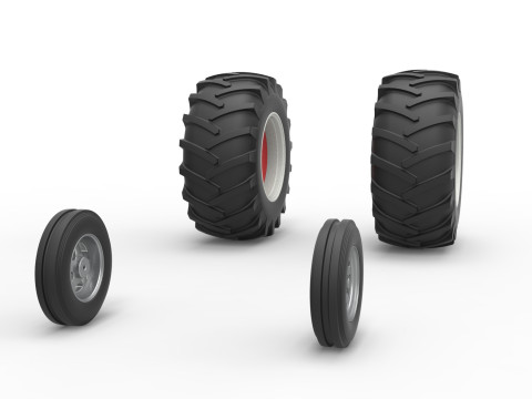 Wheel Set of Vintage Small block Pulling tractor Scale 1 to 25 Modèles 3D en vedette