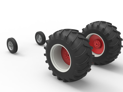 Wheel Set of Vintage Small block Pulling tractor Scale 1 to 25 Modèles 3D en vedette