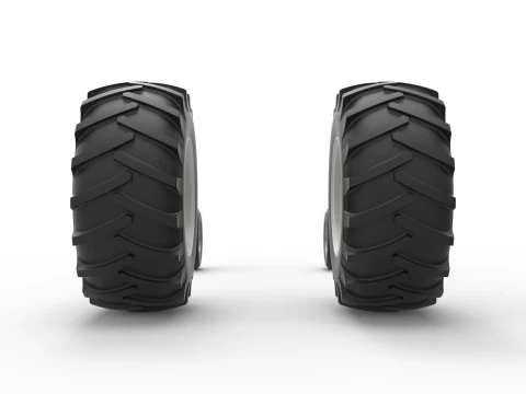 Conjunto de rodas de trator puxador de bloco pequeno vintage escala 1 a 25 Modelo de Impressão 3D