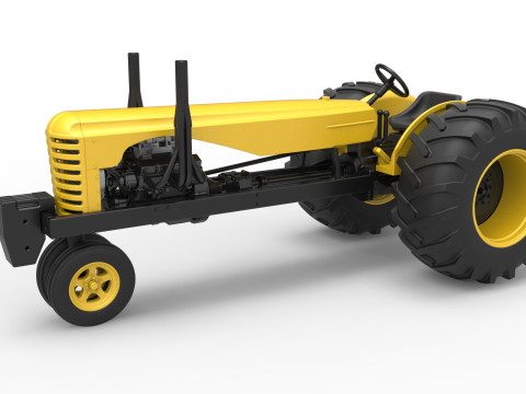 Vintage Small block Pulling tractor Version 2 Scale 1 to 25 Model do druku 3D