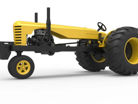 빈티지 소형 블록 당기는 트랙터 버전 2 스케일 1 ~ 25 3D 프린트 모델