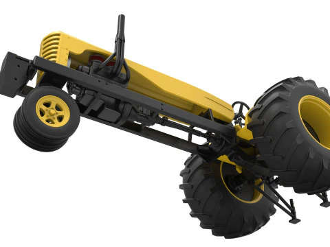 빈티지 소형 블록 당기는 트랙터 버전 2 스케일 1 ~ 25 3D 프린트 모델