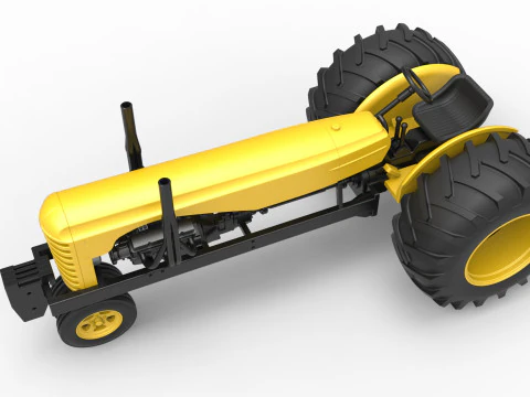 빈티지 소형 블록 당기는 트랙터 버전 2 스케일 1 ~ 25 3D 프린트 모델