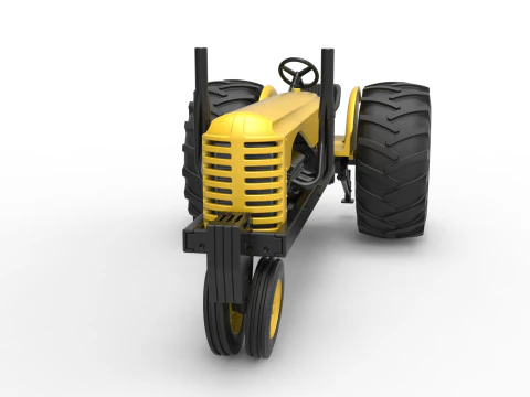 빈티지 소형 블록 당기는 트랙터 버전 2 스케일 1 ~ 25 3D 프린트 모델