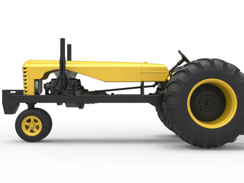 빈티지 소형 블록 당기는 트랙터 버전 2 스케일 1 ~ 25 3D 프린트 모델