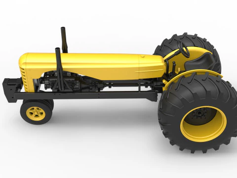 빈티지 소형 블록 당기는 트랙터 버전 2 스케일 1 ~ 25 3D 프린트 모델