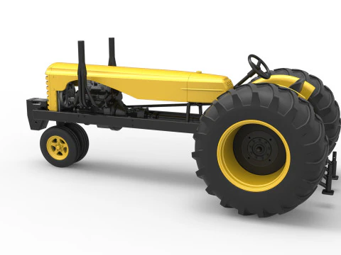 빈티지 소형 블록 당기는 트랙터 버전 2 스케일 1 ~ 25 3D 프린트 모델