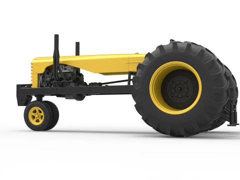 빈티지 소형 블록 당기는 트랙터 버전 2 스케일 1 ~ 25 3D 프린트 모델