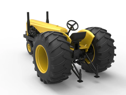 빈티지 소형 블록 당기는 트랙터 버전 2 스케일 1 ~ 25 3D 프린트 모델