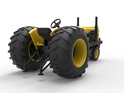 빈티지 소형 블록 당기는 트랙터 버전 2 스케일 1 ~ 25 3D 프린트 모델