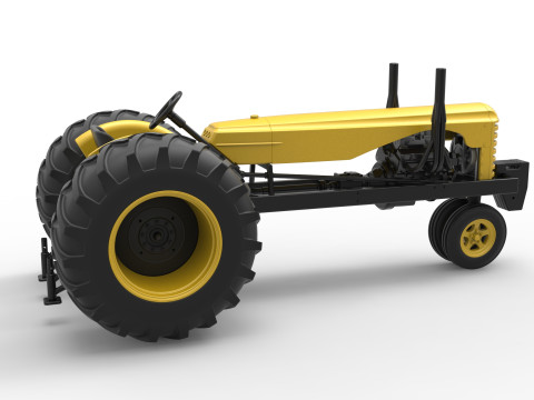 Vintage Small block Pulling tractor Version 2 Scale 1 to 25 3D-printmodel