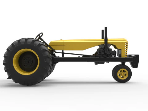 빈티지 소형 블록 당기는 트랙터 버전 2 스케일 1 ~ 25 3D 프린트 모델